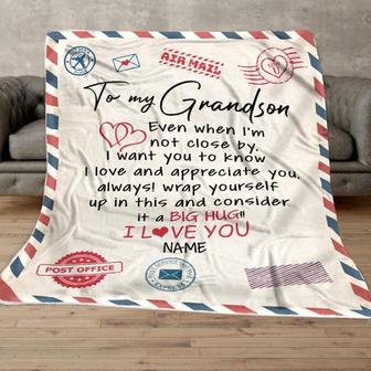 Air Mail Letter To My Grandson Throw Blanket,To Grandson From Grandson, for Birthday,Xmas Gift For Christmas - Thegiftio UK