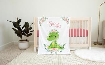 Alligator Blanket, Jungle Floral Elephant Crib Bedding, Personalized Baby Blanket, Crocodile Nursery Theme - Thegiftio UK