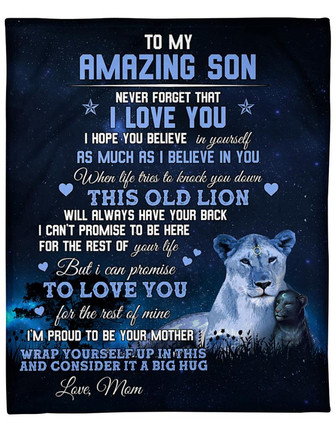 To My Amazing Son I'm Proud To Be Your Mother From Lion Mom Blanket Gift For SOn From Mom Birthday Gift Home Decor - Thegiftio UK