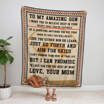 To My Amazing Son I Want You To Believe Deep In Your Heart Baseball Blanket Gift For Son From Mom Birthday Gift - Thegiftio UK