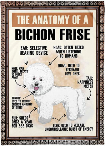 The Anatomy Of Bichon Frise Blanket Throw Gift for Christmas - Thegiftio UK