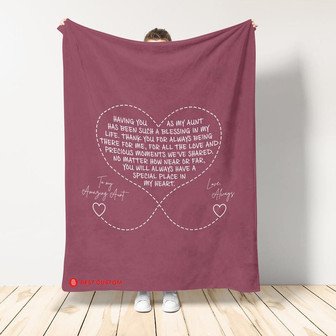 To My Aunt You Will Always Have A Special Place In My Heart Blanket Gift For Aunt Birthday Gift Home Decor Bedding Couch - Thegiftio UK