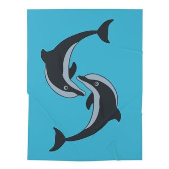 To My Baby Two Cute Dolphins Blanket Light Blue Blanket Teal Color Gift Unisex Baby Gift For Baby Baby Shower Gift - Thegiftio