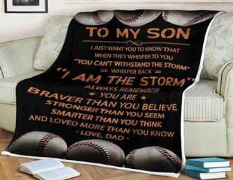 Baseball Blanket To My Son You Can't Withstand The Storm Whisper Back I Am The Storm, Gift For Son Family Home Decor - Thegiftio