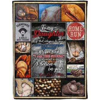 Baseball Lover To My Daughter Letter From Dad Mom I Believe In You Blanket Gift For Christmas, Home Decor - Thegiftio UK