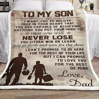 Baseball To My Son You Will Never Lose You Either Win Or Learn Blanket Gift For Christmas, Home Decor - Thegiftio UK