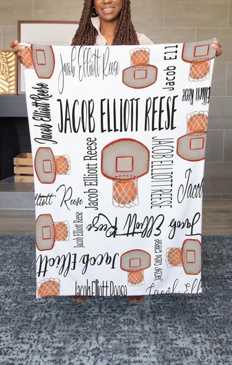 Basketball Baby Blankets, Custom Basketball Blanket, Personalized Baby Blanket Boy, New Dad Gift, Sport Baby Shower - Thegiftio