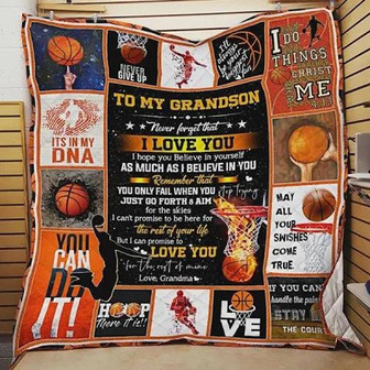Basketball To My Grandson Blanket From Grandma Never Forget That I Love You Gift For Christmas, Home Decor - Thegiftio