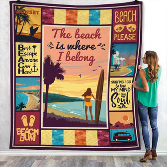 Beach Girl Summer Fleece Blanket Throw Blanket Christmas Throw Blanket - Thegiftio UK