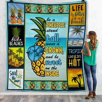 Beach Summer Pineapple Fleece Blanket Throw Blanket Christmas Throw Blanket - Thegiftio UK