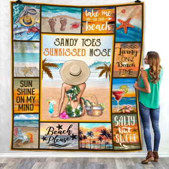 Beach Summer Sandy Toes Sunkissed Nose Fleece Blanket Throw Blanket Christmas Throw Blanket - Thegiftio UK