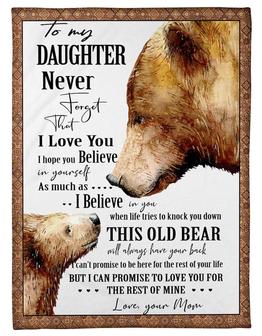Bear To My Daughter I Love You Blanket Gift for Daughter From Mom Family Gift Home Decor Bedding Couch Sofa Soft - Thegiftio UK