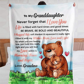 Bear To My Granddaughter Love From Grandma Bear| Fleece Woven Blankets| Gift For Granddaughter Family 9 - Thegiftio UK