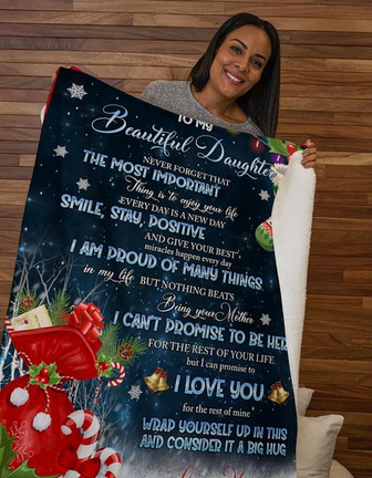 To My Beautiful Daughter I Love You Christmas Blanket Gift For Daughter From Mom Birthday Gift Home Decor Bedding Couch - Thegiftio UK