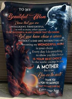 To My Beautiful Mom I Know That You Are Intelligent, Thoughtful, Fleece Blanket, Thank You Gifts For - Thegiftio UK