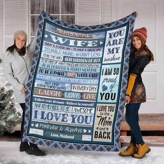 To My Beautiful Wife Blanket, You Are My Sunshine, Love You Husband, Gift For Wife Family Home Decor Bedding Couch - Thegiftio UK