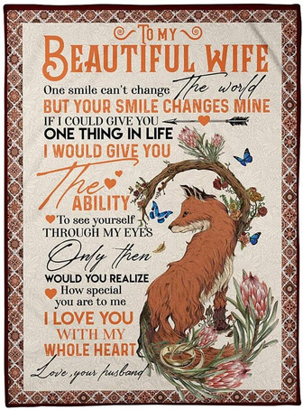 To My Beautiful Wife, I Love You With My Whole Heart, Fleece Blanket Gift For Wife Home Decor Bedding Couch Sofa Soft - Thegiftio UK
