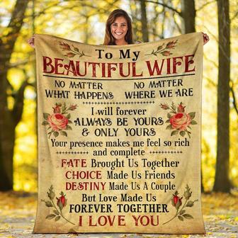To My Beautiful Wife Rose Blanket From Husband To My Beautiful Wife I Will Forever Always Be Yours Blanket - Thegiftio UK