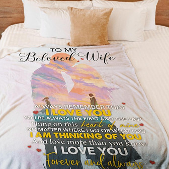 To My Beloved Wife Always Remember That I Love You Kissing Sunset Blanket Gift for Wife From Husband Birthday Gift - Thegiftio
