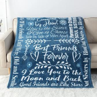 Best Friend Blanket for Women Unique, Bestie, BFF, Sister, Mom, Aunt, Couples, Girlfriend I Best Friend Birthday Gift Blanket (Coral Blue, Flannel Fleece) - Thegiftio UK