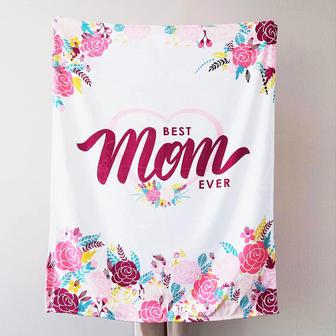 Best Mom Ever Blanket - Flannel Blanket for Mom from Daughter or Son - Pink Floral Blanket - Thegiftio UK