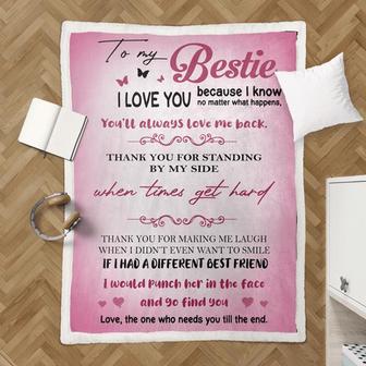 To My Bestie I Love You Blanket Gift For Friend Family Birthday Gift Home Decor Bedding Couch Sofa Soft and Comfy Cozy - Thegiftio UK
