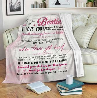 To My Bestie - Sister When Times Get Hard Butterfly Fleece Blanket Gift For Sister Friend Home Decor Bedding Couch - Thegiftio UK