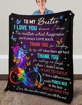 To My Bestie Thank You For Making Me Laugh Butterflies Blanket Gift For Friend Family Birthday Gift Home Decor - Thegiftio UK