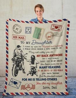 Biker To My Daughter I Closed My Eyes For Moment And Suddenly Letter Blanket Gift For Daughter From Dad Birthday Gift - Thegiftio UK