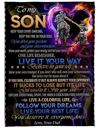 Biker To My Son Believe In Yourself Motocross Blanket Gift For Son From Dad Birthday Gift Home Decor Bedding Couch - Thegiftio UK