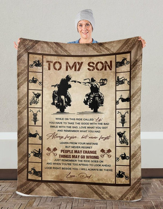 To My Biker Son Never Forget Learn From You Mistake Blanket Gift For Son From Dad Birthday Gift Home Decor Bedding Couch - Thegiftio UK