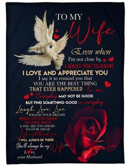Bird & Rose To My Wife Fleece Blanket - I Love And Appreciate You Gift For Wife From Husband Birthday Gift Home Decor - Thegiftio UK