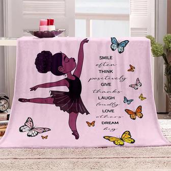 Black Girl Blanket ,African American Ballerina Girls Fleece Throw Blanket, Black Girl Magic Blankets for Girls Bed, Couch and Sofa - Thegiftio UK