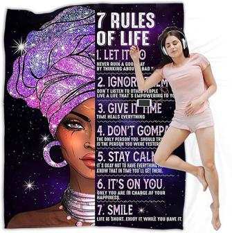 Black Girl Blanket - Black Women Couch Blankets - African American Fleece Throw Blanket - 7 Rules Of Life Blanket - Thegiftio UK