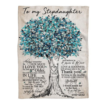 Blanket - Tree Of Life To My Stepdaughter From Step Mom Fleece Blanket Gift For Christmas, Home Decor - Thegiftio UK
