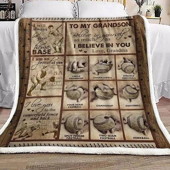 Blanket - To My Grandson Baseball Blanket Gift For Christmas, Home Decor Bedding Couch Sofa Soft and Comfy - Thegiftio UK
