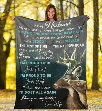 Blanket - To My Husband - I'm Proud To Be Your Wife, Hunting Deer Blanket Gift For Christmas, Home Decor - Thegiftio UK