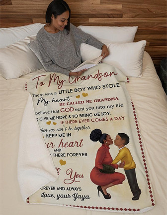 Blanket - Yaya Grandma To My Grandson Fleece Blanket Gift For Christmas, Home Decor Bedding Couch Sofa Soft - Thegiftio UK