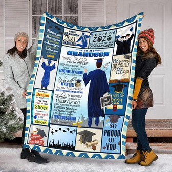 Blanket - To My Grandson Love From Grandma Senior 2021 Blanket Gift For Christmas, Home Decor Bedding Couch - Thegiftio