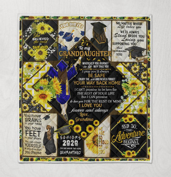 Blanket - To My Granddaughter. Senior 2021 Graduation Sunflower 226 Gift For Christmas, Home Decor - Thegiftio