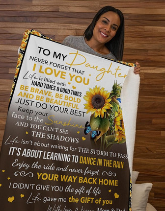 Blanket - Flower To My Daughter Never Forget I Love U Fleece Blanket Gift For Christmas, Home Decor - Thegiftio UK