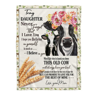 Blanket - To My Daughter Cow Heifer Farming Farmer Fleece Blanket Gift For Christmas, Home Decor - Thegiftio