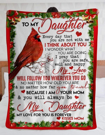 Blanket - To My Daughter Kisses From Mom Cardinal Fleece Blanket Gift For Christmas, Home Decor - Thegiftio UK