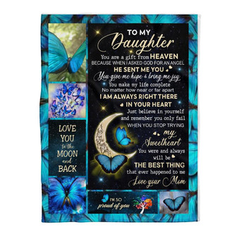 Blanket - Butterfly To My Daughter You Are A Gift From Heaven Fleece Blanket Gift For Christmas, Home Decor - Thegiftio UK