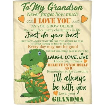 Blanket - Dinosaurs To My Grandson Blanket Gift For Christmas, Home Decor Bedding Couch Sofa Soft and Comfy - Thegiftio UK