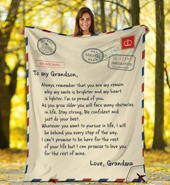 Blanket - To My Grandson - Message Blanket Gift For Christmas, Home Decor Bedding Couch Sofa Soft and Comfy - Thegiftio