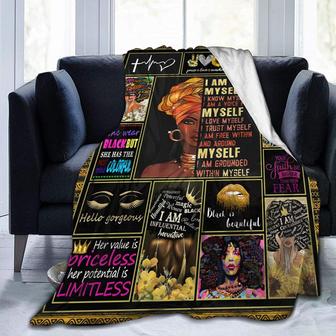 Blanket African Women - Black Queen Flannel Fleece Blanket for Women Men Kid - Microfiber Blankets for Couch Bed Sofa - Thegiftio UK