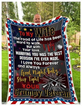 Blanket - To My Wife Your Grumpy Veteran Fleece Blanket Gift For Christmas, Home Decor Bedding Couch - Thegiftio UK
