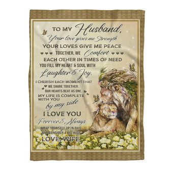 Blanket - To My Husband Love You Forever Lion Blanket Fleece Blanket Gift For Christmas, Home Decor - Thegiftio UK