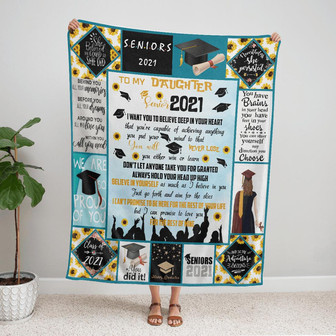 Blanket - To My Daughter Senior 2021, Love Mom Fleece Blanket 260-2 Gift For Christmas, Home Decor - Thegiftio